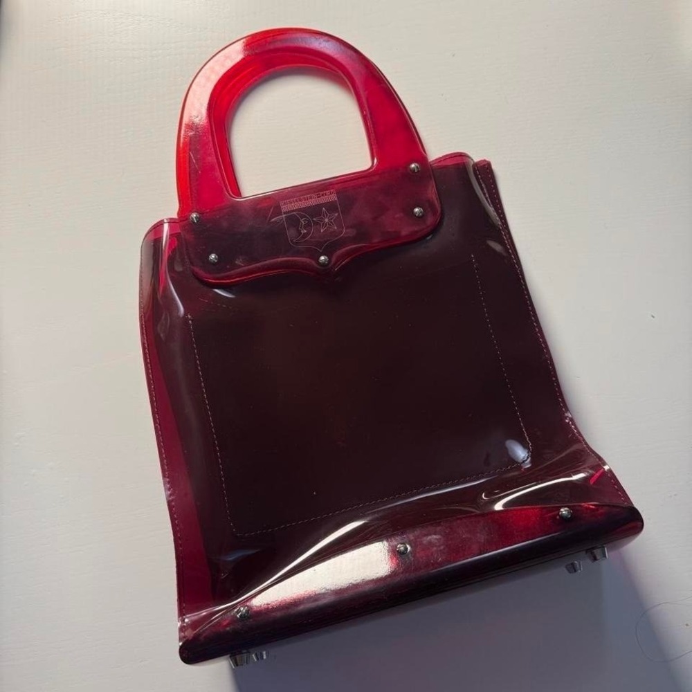 Vtg KieselsteinCord PVC Red burgundy vinyl bag futuristic cyber vampire designer